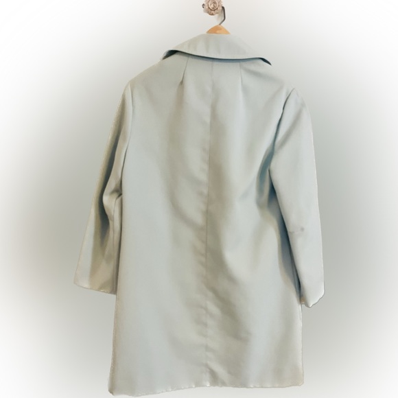 Vintage Light Blue Trench Coat Size 7/8 Grandma Rare Mid-Length The Puget Sound - Picture 2 of 13